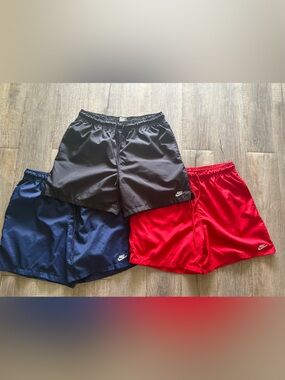 Nike Mens 3-Pack Athletic Shorts in Black, Navy & Red